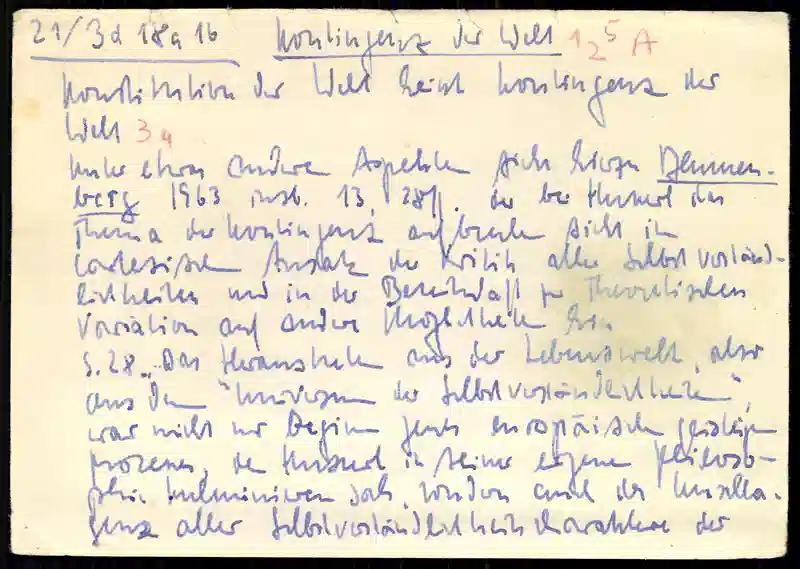 Niklas-Luhmann-Archiv > Bestand > Literatur > Blumenberg (1963) Lebenswelt